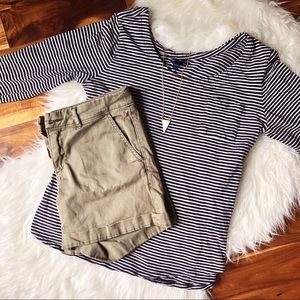 Gap Boatneck ¾ length Sleeve Crew Neck Striped Tee